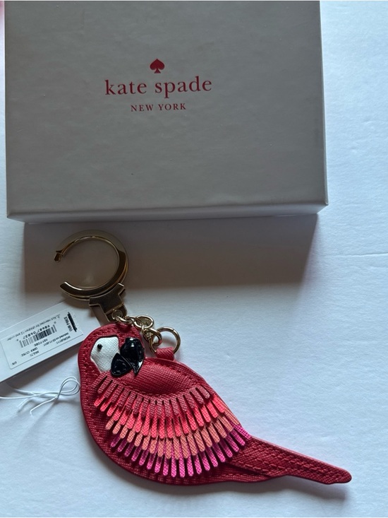 kate spade Accessories - kate spade Designer Parrot Pink and Red Leather Keychain NEW in box
